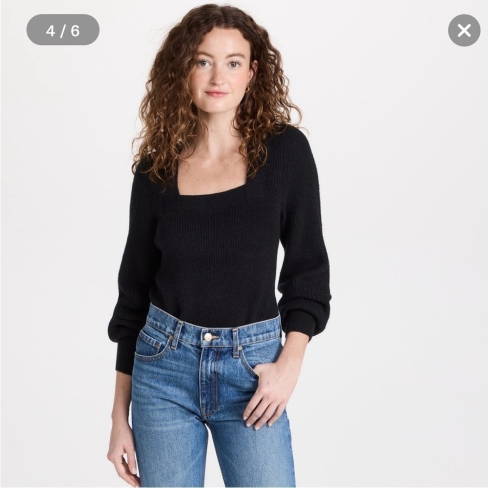 Madewell XS Square neckline bell sleeve sweater Black alpaca wool